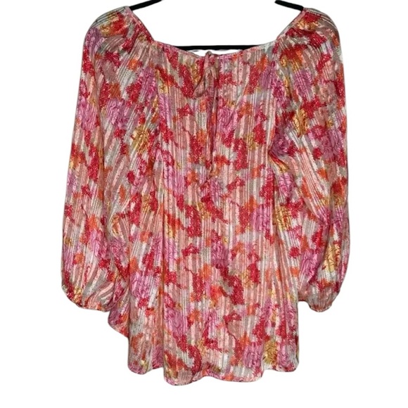 Floral Off the Shoulder Stretchy Lightweight Cottagecore Vacation Beach Top M - Picture 3 of 11